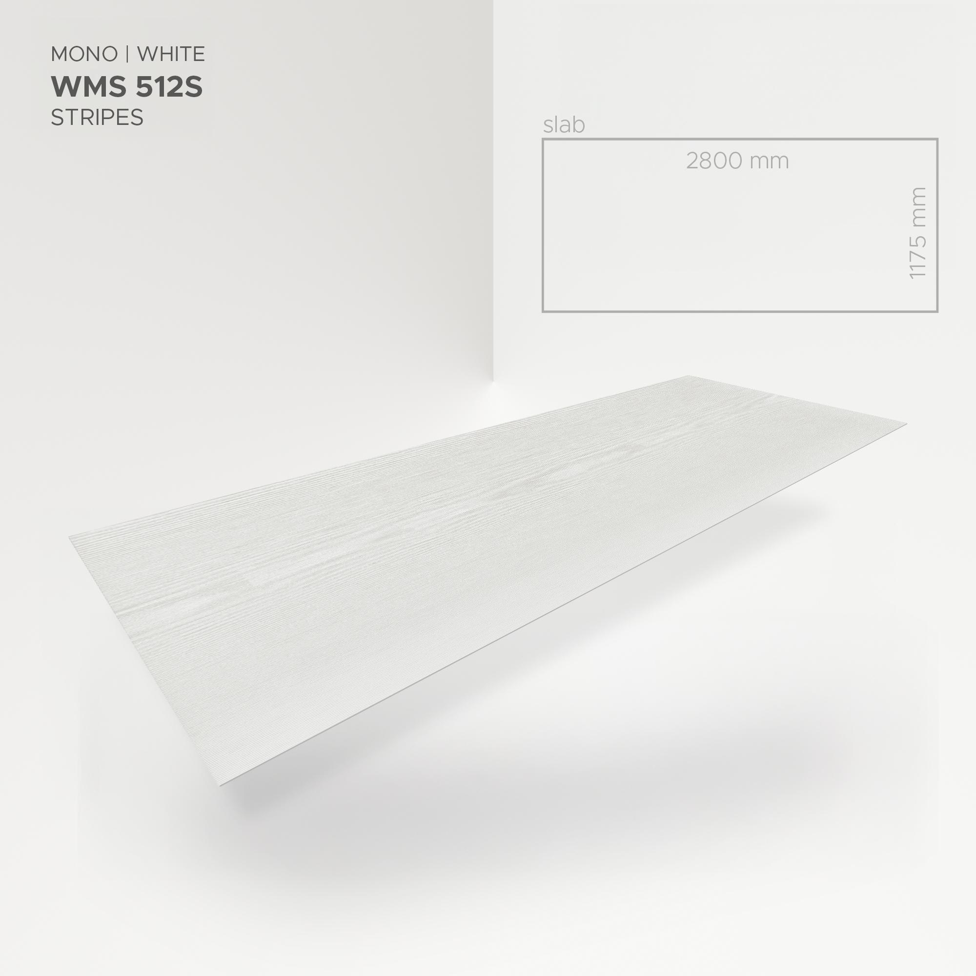 Obkladový panel Modee - Slab Pure structure Mono White WMS 512S 2800x1175x4 mm Stripes