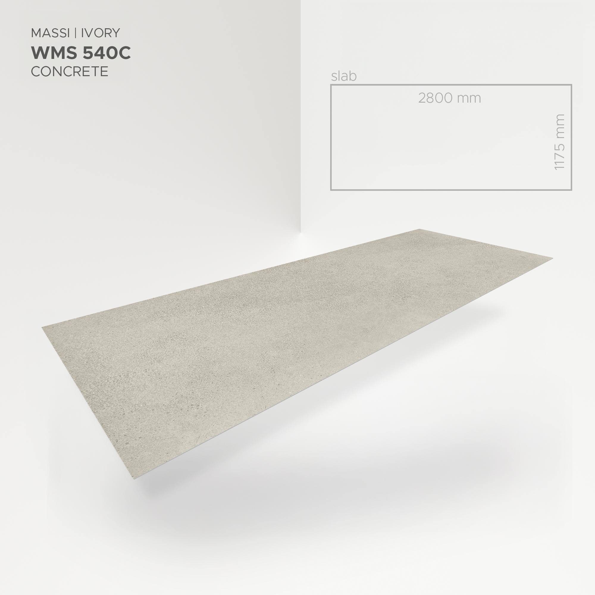 Obkladový panel Modee - Slab Raw concrete Massi Ivory WMS 540C 2800x1175x4 mm Concrete
