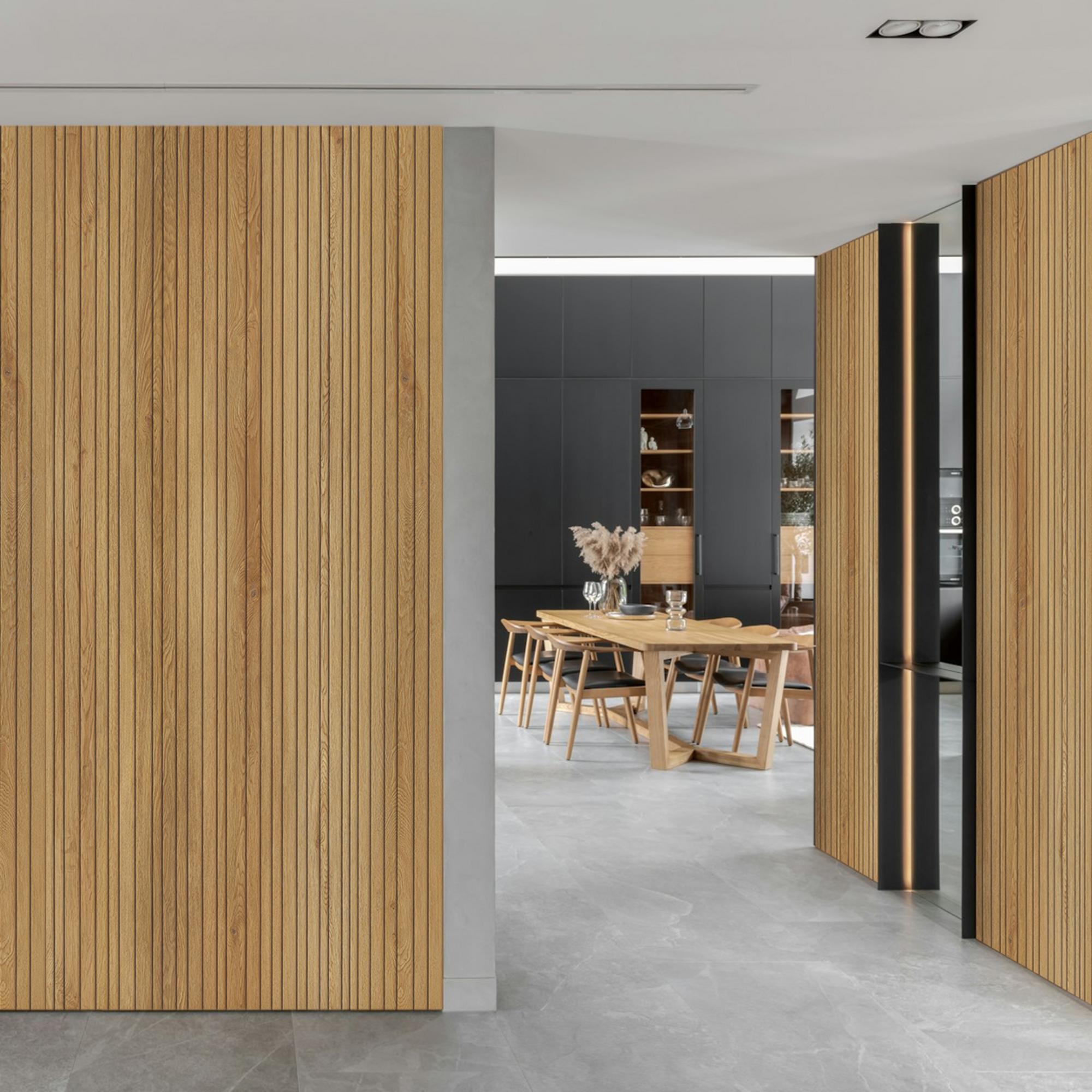 Obkladový panel Modee - Slab True wood Fluted Burbon Oak WMSLS 208 2800x1175x4 mm Wood