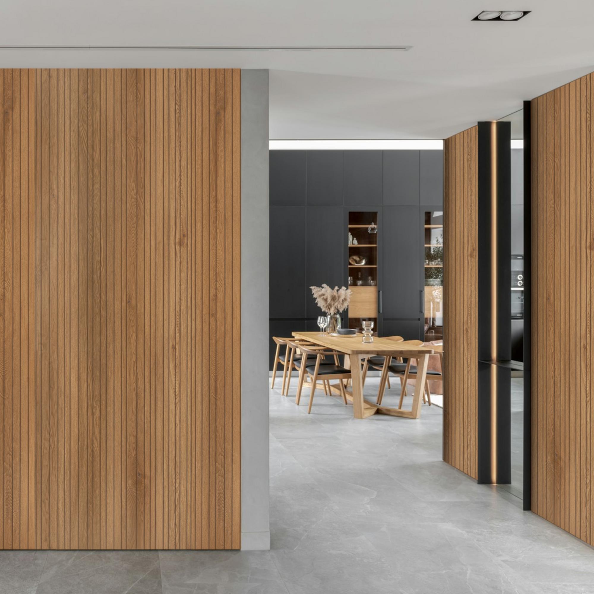 Obkladový panel Modee - Slab True wood Fluted Oak Asturia WMSLS 210 2800x1175x4 mm Wood