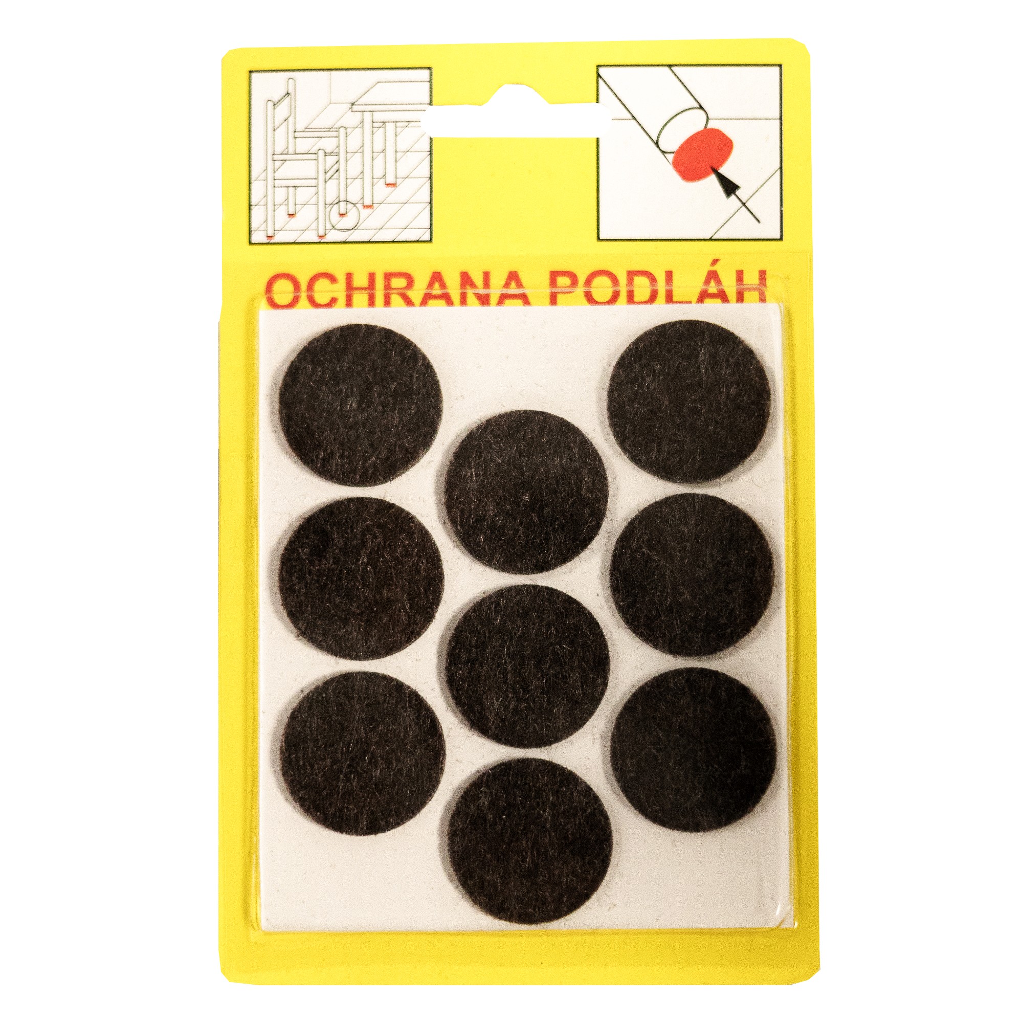 Podložky Filcové samolepiace Hnedé, Typ 109 - priemer 26 mm, hr. 3 mm, 9 ks/bal